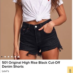 Levi’s 501 High Rise Black Cut Off Denim Shorts size 26